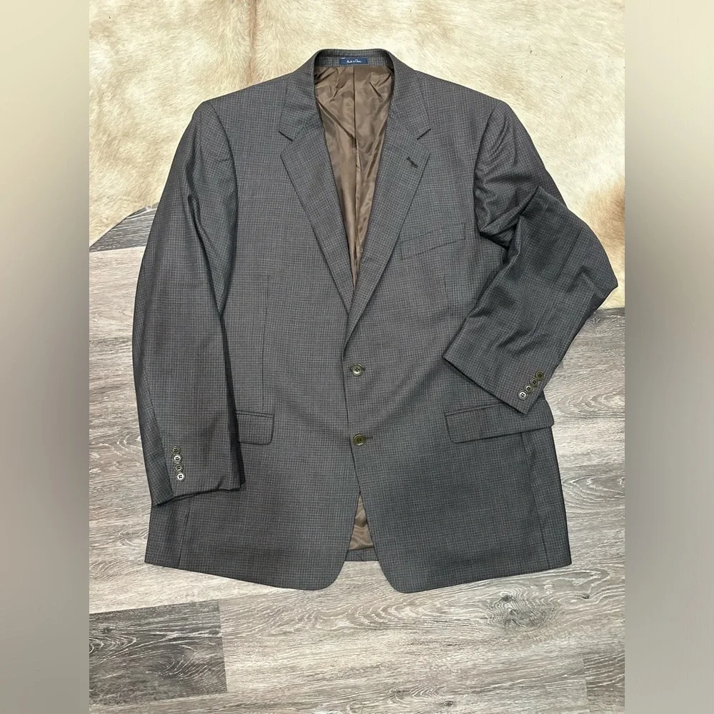 Turnbury Mens 48L Brown/Gray 100% Wool Blazer Sport Coat Jacket Casual Preppy